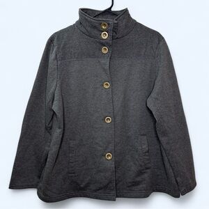 Supernova Fleece Lined Button Jacket in Gray Size 1XL Lightweight Quilted Detail